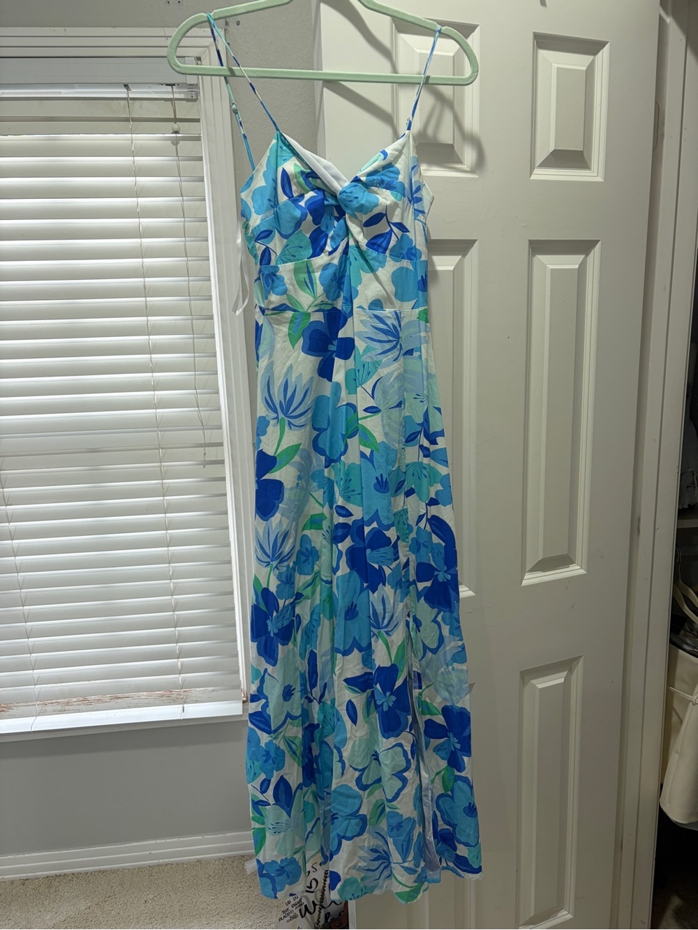 Blue Floral Maxi Sundress - Spaghetti Strap